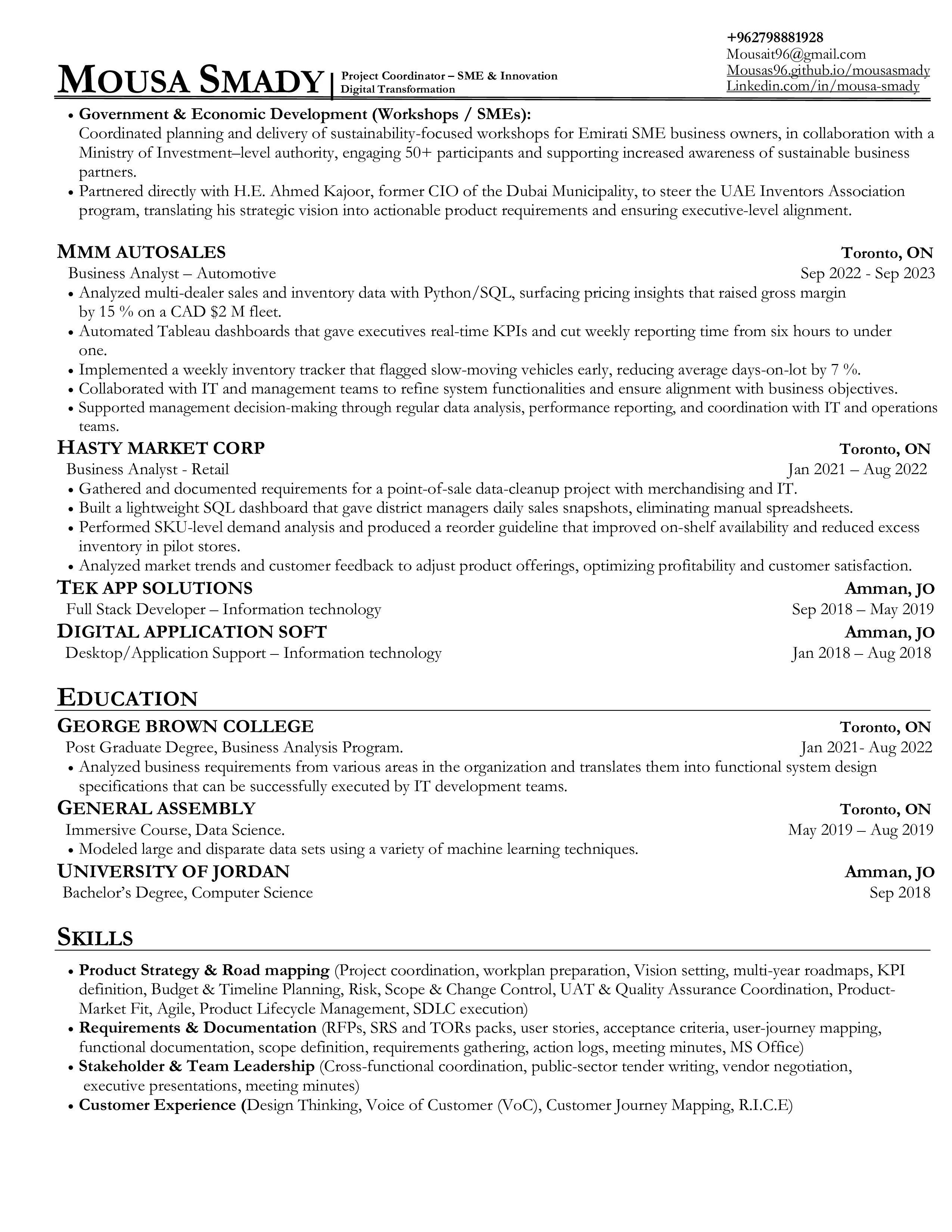 Mousa Smady resume, page 2