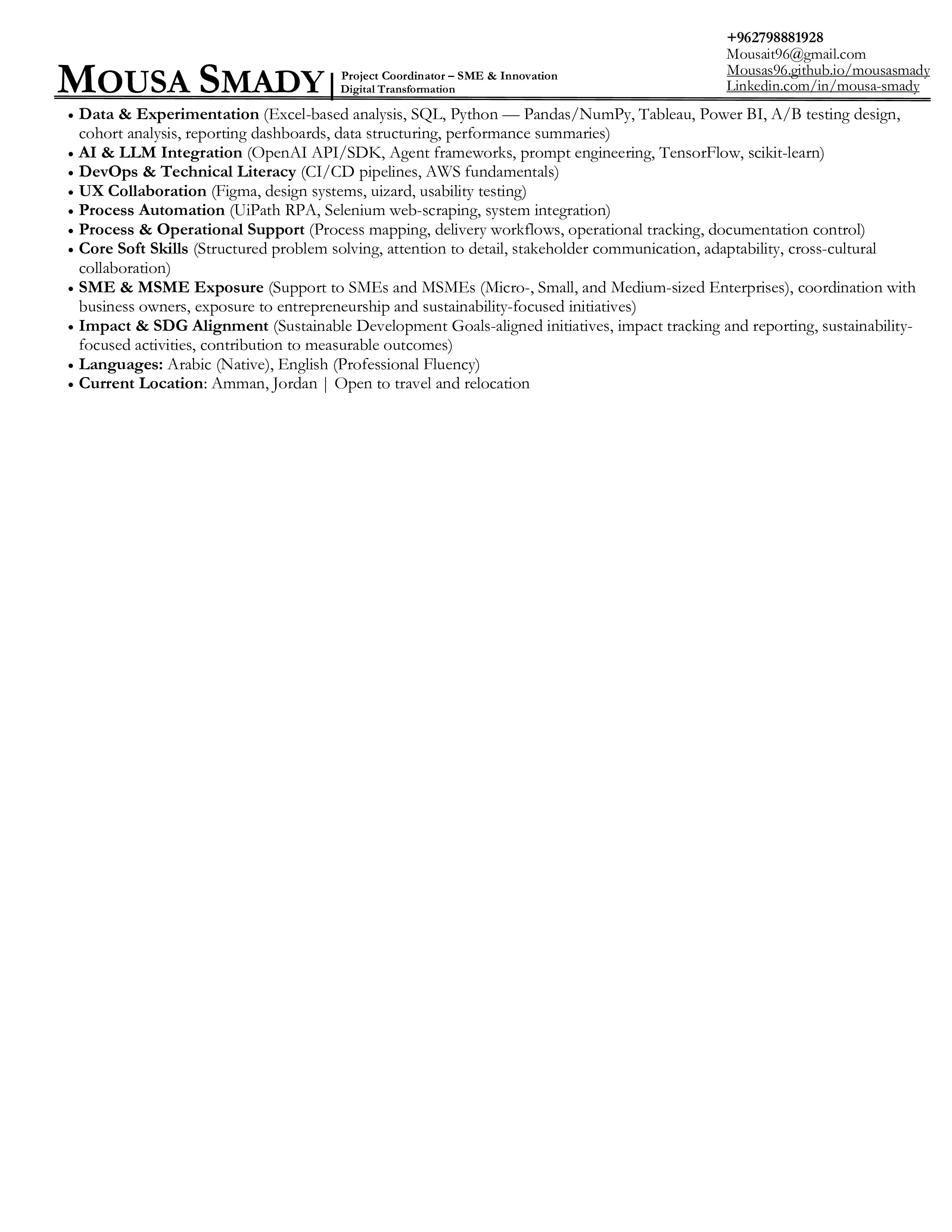 Mousa Smady resume, page 3